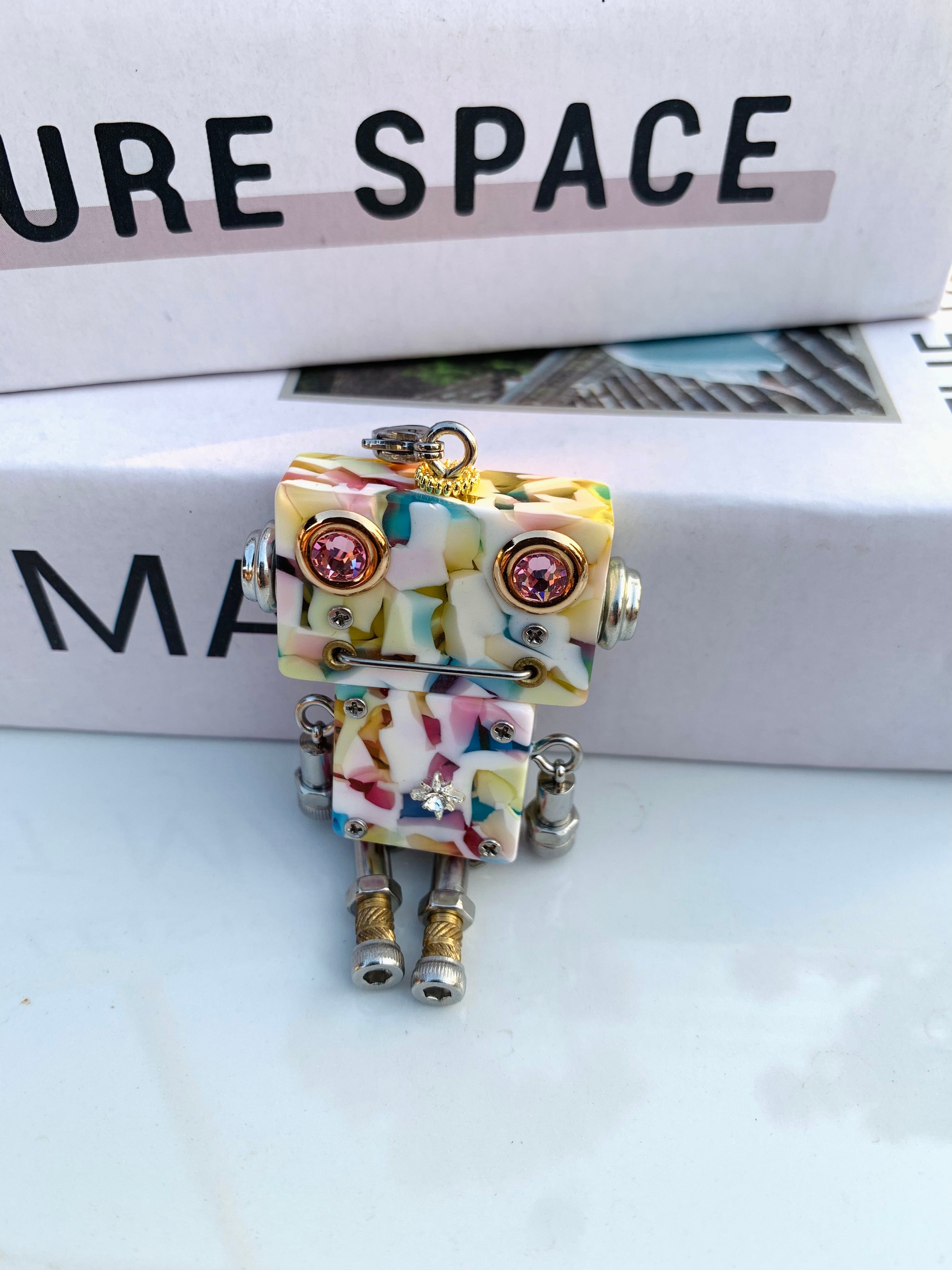 Handcrafted Art Robot Pendant Necklace