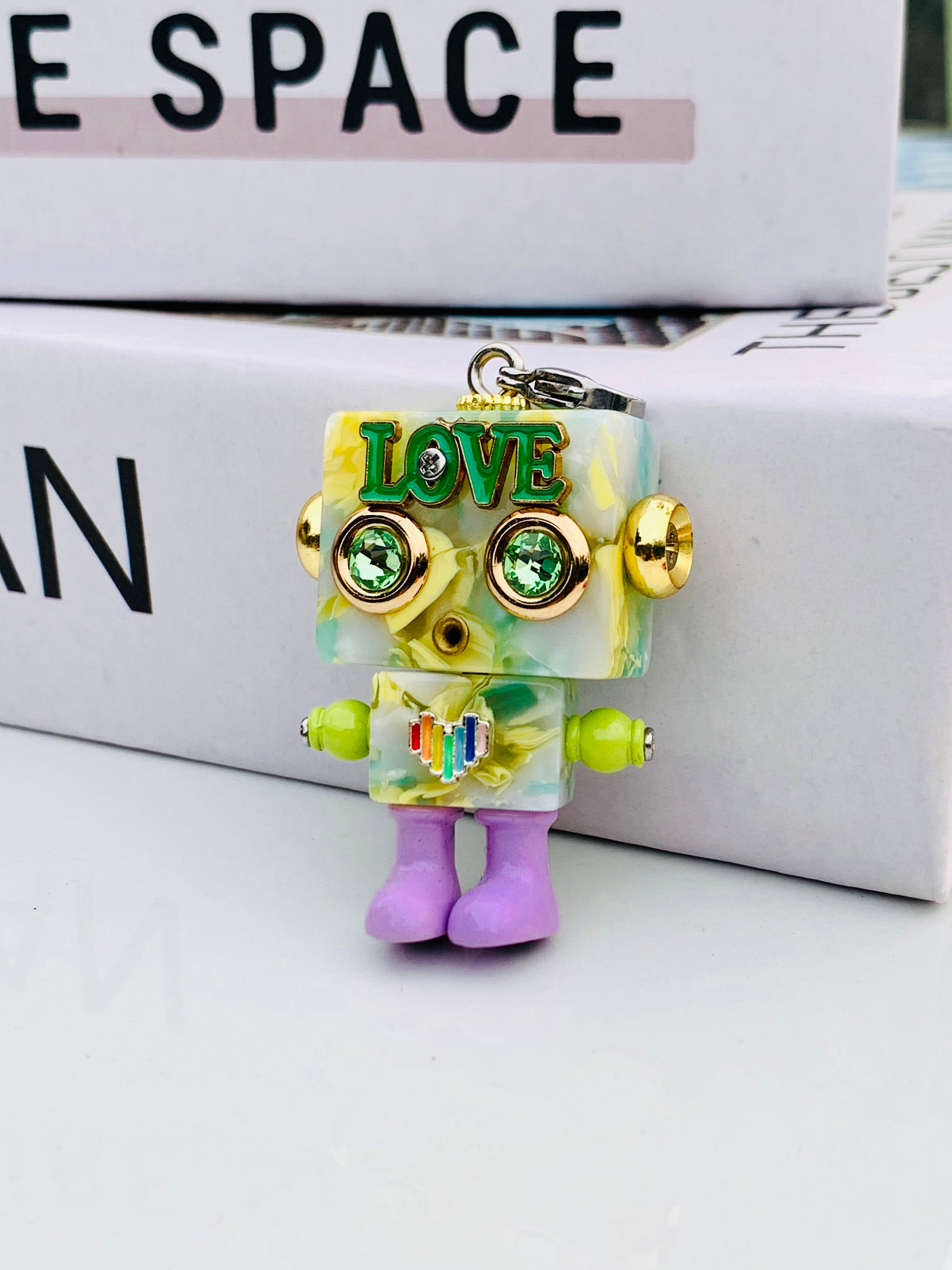Handcrafted Retro Robot Pendant – Cute Art Doll Keychain Gift