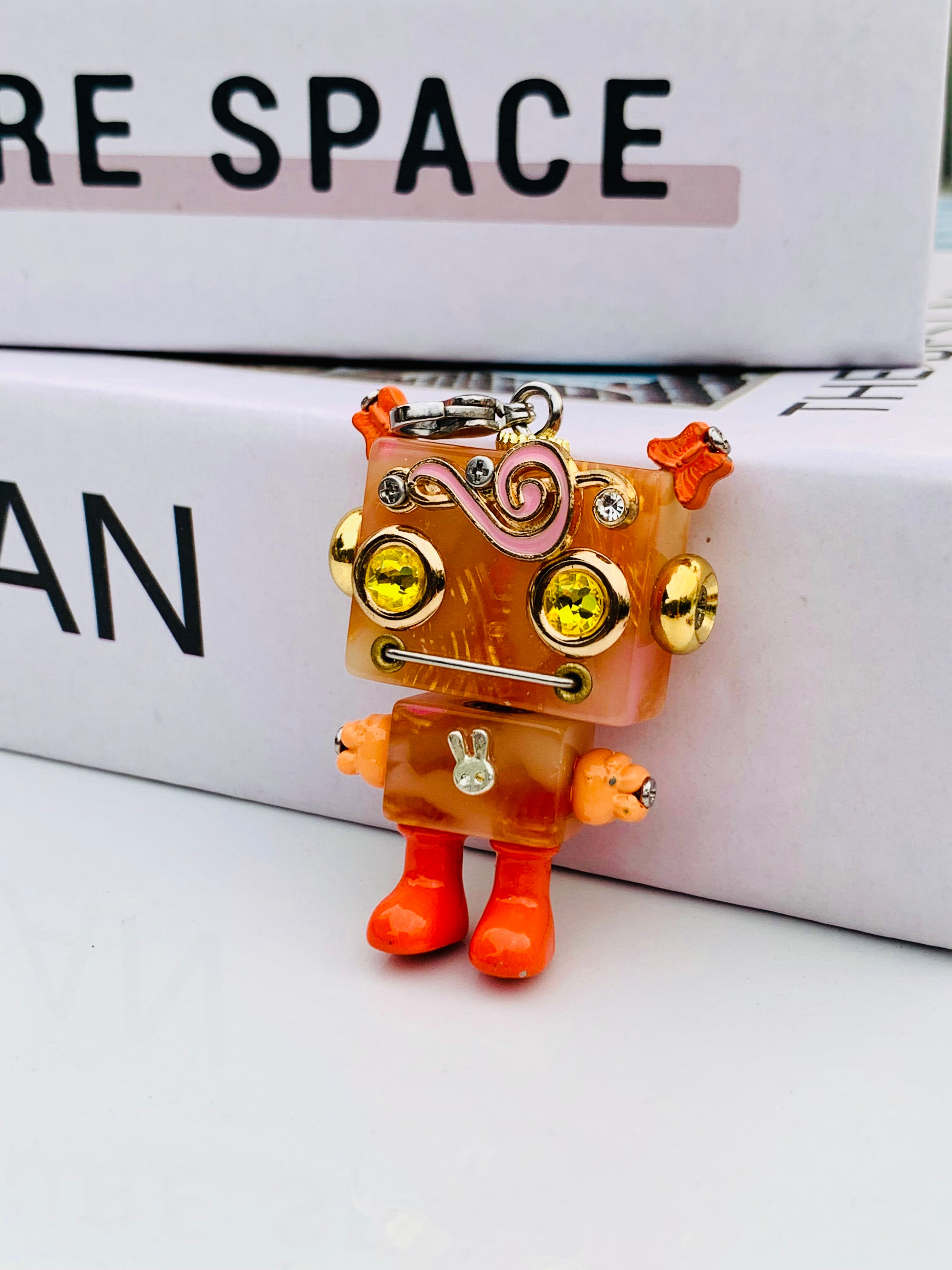 Handcrafted Retro Robot Pendant – Cute Art Doll Keychain Gift